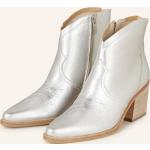 Silberne Paul Green Spitze Cowboy-Boots & Cowboystiefeletten mit Reißverschluss aus Leder für Damen Größe 40,5 
