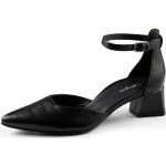 Schwarze Elegante Paul Green Blockabsatz High Heels & Stiletto-Pumps mit Riemchen in Breitweite aus Leder für Damen Größe 37 