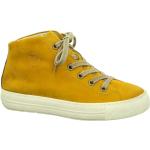 Gelbe Paul Green Low Sneaker mit Schnürsenkel in Normalweite aus Nubukleder für Damen Größe 38,5 