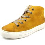 Gelbe Paul Green Low Sneaker mit Schnürsenkel in Normalweite aus Nubukleder für Damen Größe 42,5 