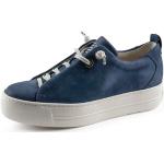 Reduzierte Blaue Paul Green Super Soft Low Sneaker mit Schnürsenkel in Schmalweite aus Leder für Damen Größe 40 