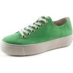 Reduzierte Hellgrüne Paul Green Super Soft Low Sneaker mit Schnürsenkel in Schmalweite aus Frottee für Damen Größe 41 