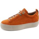 Reduzierte Orange Paul Green Super Soft Low Sneaker mit Schnürsenkel in Schmalweite aus Leder für Damen Größe 38,5 