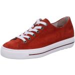 Reduzierte Rote Elegante Paul Green Runde Low Sneaker mit Schnürsenkel in Normalweite aus Leder leicht für Damen Größe 43 
