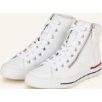 Weiße Paul Green High Top Sneaker & Sneaker Boots mit Reißverschluss aus Leder für Damen Größe 38,5 