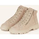 Reduzierte Beige Paul Green High Top Sneaker & Sneaker Boots mit Reißverschluss aus Leder für Damen Größe 38,5 