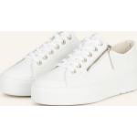 Weiße Paul Green Low Sneaker mit Reißverschluss aus Leder für Damen Größe 37 