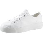 Weiße Paul Green Low Sneaker in Normalweite aus Glattleder leicht für Damen 