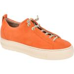 Orange Paul Green Runde Low Sneaker mit Schnellverschluss in Normalweite aus Veloursleder mit herausnehmbarem Fußbett für Damen 