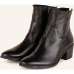 Reduzierte Schwarze Paul Green Blockabsatz Ankle Boots & Klassische Stiefeletten mit Reißverschluss aus Glattleder für Damen Größe 37,5 