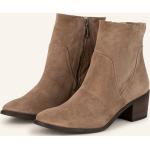 Beige Paul Green Blockabsatz Ankle Boots & Klassische Stiefeletten mit Reißverschluss aus Veloursleder für Damen Größe 39 