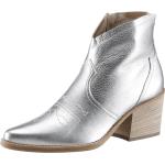 Reduzierte Silberne Paul Green Spitze Cowboy-Boots & Cowboystiefeletten mit Reißverschluss in Normalweite aus Glattleder für Damen 
