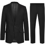 Schwarze Unifarbene Paul Malone Businesskleidung aus Wolle für Herren Größe 3 XL 2-teilig 