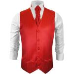 Rote Unifarbene Paul Malone V-Ausschnitt Hochzeitswesten aus Polyester für Herren Größe XS für den Bräutigam 