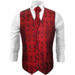 Rote Elegante Paul Malone V-Ausschnitt Hochzeitswesten aus Polyester für Herren Größe 3 XL für den Bräutigam 