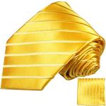 Paul Malone Gelb goldenes Krawatten Set 100% Seidenkrawatte + Einstecktuch