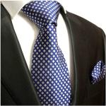 Blaue Karo Elegante Paul Malone Krawatten-Sets aus Seide für Herren 