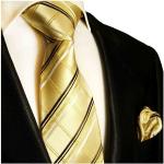 Goldene Gestreifte Sportliche Paul Malone Krawatten-Sets aus Seide für Herren 