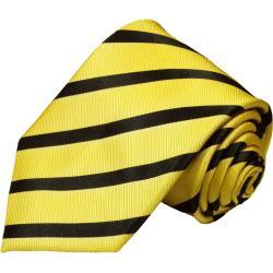 Paul Malone Krawatte »Moderne Herren Seidenkrawatte gestreift 100% Seide« Schmal (6cm), gelb schwarz 979, gelb