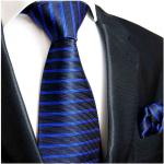 Blaue Gestreifte Elegante Paul Malone Krawatten-Sets aus Seide für Herren 