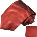 Paul Malone Krawatten Set 100% Seide Seidenkrawatte mit Einstecktuch rot