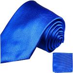 Paul Malone Krawatten Set Seidenkrawatte Reine Seide +Einstecktuch blau uni