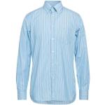Reduzierte Himmelblaue Gestreifte Langärmelige PAUL & SHARK Button Down Kragen Herrenlangarmhemden mit Knopf aus Baumwolle 