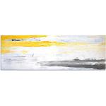 Paul Sinus Art Panoramabild auf Leinwand und Keilrahmen 120x40cm Kunstmalerei abstrakt gelb grau