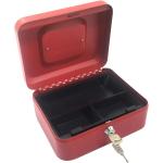 PAVO Geldkassette aus robustem Stahl mit herausnehmbaren Münzfächern 200 mm rot - PA-CASHB-200MM_ROT//01