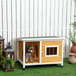 Orange PawHut Hundehütten mit Terrasse aus Tannenholz 