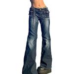 Y2K Atmungsaktive Hüftjeans & Low Waist Jeans mit Reißverschluss aus Denim für Herren Größe M für den für den Herbst 