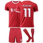 PeaceRok Mo Salah #11 Heim 2023/2024 Football Fußball Kinder Trikot Shorts Socken Set Jugendgrößen (Heim,16)