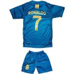 PeaceRok Ronaldo #7 NASSR Riyadh Al Blau 2023/2024 Fußball Kinder Trikot Shorts Jugendgrößen (Blau,164)