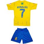 PeaceRok Ronaldo #7 NASSR Riyadh Al Gelb 2023/2024 Fußball Kinder Trikot Shorts Jugendgrößen (Gelb,128)