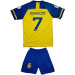 PeaceRok Ronaldo #7 NASSR Riyadh Al Gelb 2023/2024 Fußball Kinder Trikot Shorts Jugendgrößen (Gelb,152)