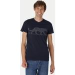 Blaue Animal-Print Elegante Vegane Bio Nachhaltige V-Ausschnitt T-Shirts mit Leopard-Motiv aus Baumwolle für Herren Größe XL 