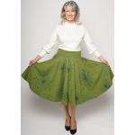 Olivgrüne Motiv Bio Mini Nachhaltige Tellerröcke aus Baumwolle für Damen Größe S 