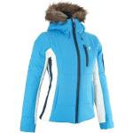 Blaue Atmungsaktive Peak Performance Jacken mit Fellkapuze mit Reißverschluss aus Mesh mit Kapuze für Damen für den für den Winter 