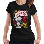 Schwarze Die Peanuts Snoopy T-Shirts für Damen Größe XL 