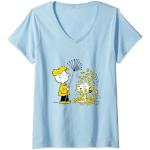 Blaue Die Peanuts Charlie Brown V-Ausschnitt T-Shirts für Damen Größe S für den für den Herbst 
