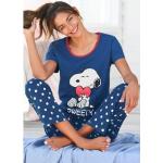 Blaue Gepunktete Die Peanuts Nachhaltige Damenschlafanzüge & Damenpyjamas aus Baumwolle Größe XS 