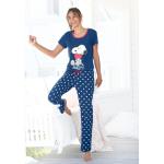 Reduzierte Blaue Gepunktete Die Peanuts Pyjamas lang für Damen Größe XS 