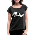 Peanuts Schroeder Und Lucy Frauen T-Shirt mit gerollten Ärmeln