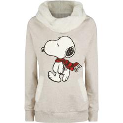 Peanuts Sweatshirt - Snoopy Winter - XL bis XXL - für Damen - Größe XL - beige meliert - Lizenzierter Fanartikel