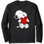 Schwarze Langärmelige Die Peanuts Snoopy T-Shirts für Herren Größe S zum Valentinstag 