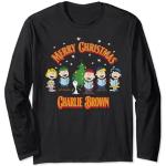 Schwarze Langärmelige Die Peanuts Charlie Brown T-Shirts für Herren Größe S Weihnachten 