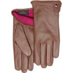 Reduzierte Braune Pearlwood Fingerhandschuhe aus Leder für Damen Größe 7.5 