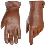 Reduzierte Braune Elegante Pearlwood Fingerhandschuhe aus Leder für Damen Größe 7.5 für den für den Winter 