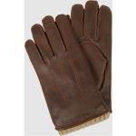 Reduzierte Braune Pearlwood Lederhandschuhe aus Leder für Herren Größe M für den für den Winter 