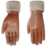 Reduzierte Braune Pearlwood Fingerhandschuhe aus Leder für Damen Größe 7.5 für den für den Winter 